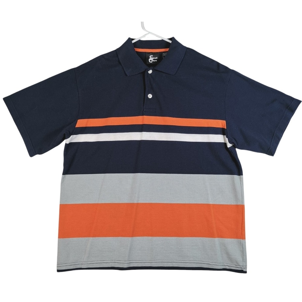 Vtg‎ Street Culture Stripe Short Sleeve Shirt Size L Pit To Pit 23 In Multicolor
